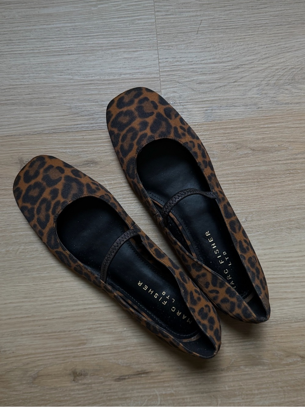 Marc Fisher Leopard-Print Mary Jane Flats in Brown and Black